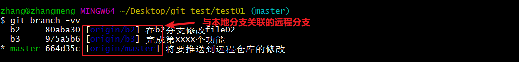 查看本地分支和远程分支的关联关系